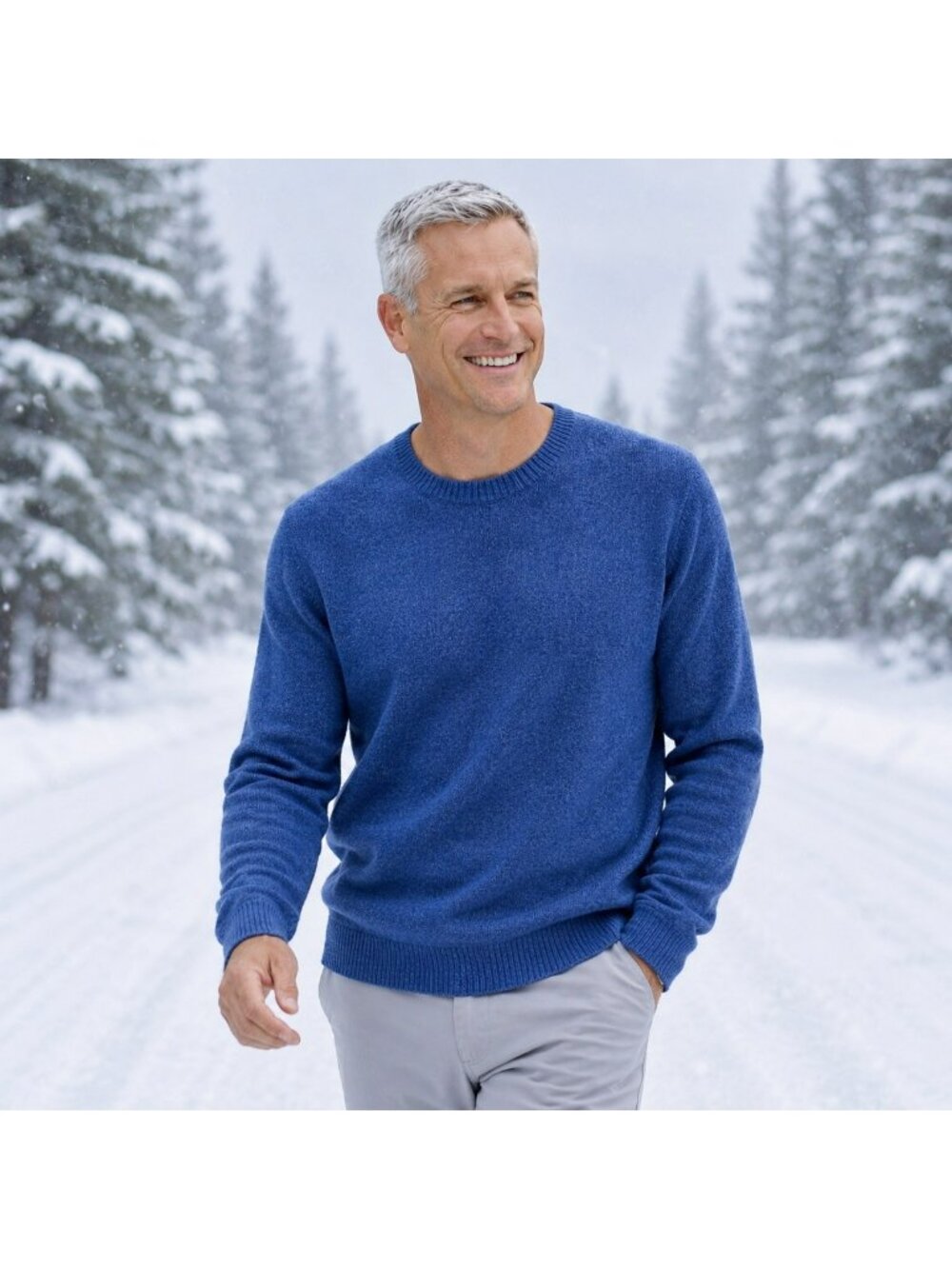Banana Republic Merino Wool Blend Crewneck Sweater Mens Large Blue